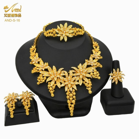 Dubai 24K Gold Plated 4Pcs Necklace Set-312