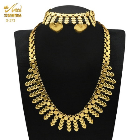 Dubai 24K Gold Plated 3Pcs Necklace Set-315