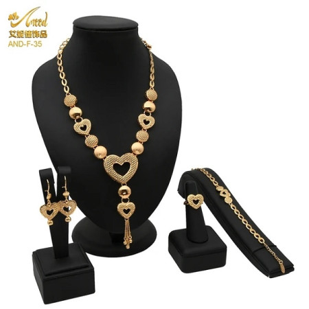 Dubai 24K Gold Plated 4Pcs Necklace Set-316