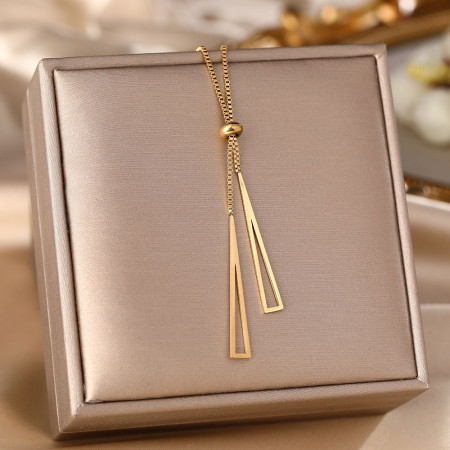 Geometric Tassel Pendant 18k Gold Plated Necklace-413